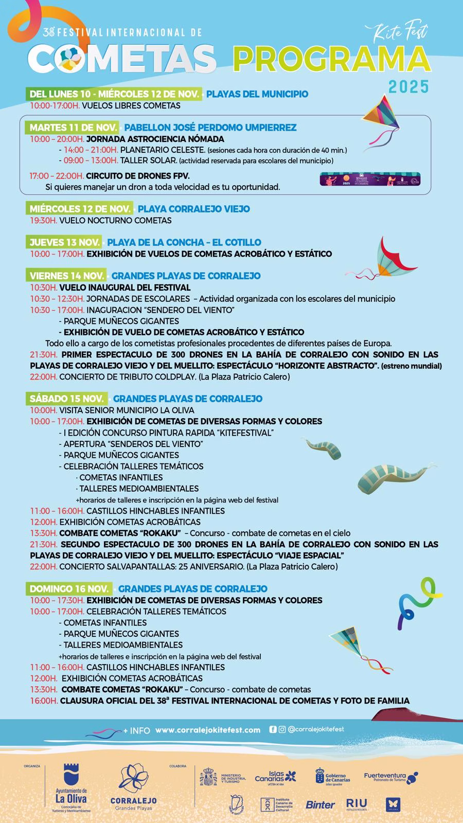 Programm des Drachenfestivals Fuerteventura 2025